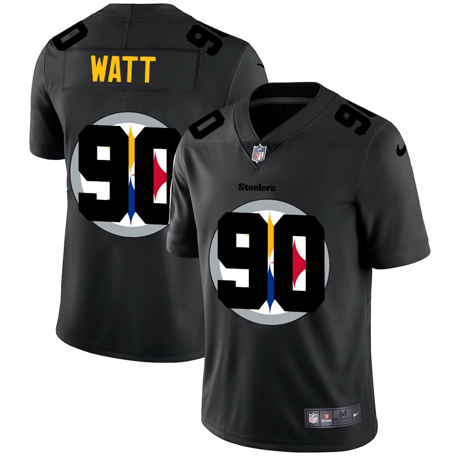Men Pittsburgh Steelers #90 Watt Black shadow Nike NFL Jersey